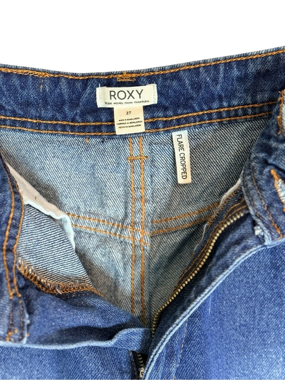 Roxy Flare Cropped Wide Leg Jeans Size 27 Medium Wash High Rise Denim - Picture 8 of 13
